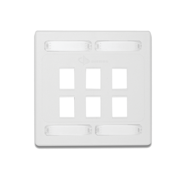 Placa de Pared Doble Modular 10G MAX de 6 Salidas, Color Blanco