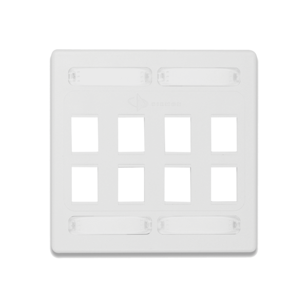 Placa de Pared Doble Modular 10G MAX de 8 Salidas, Color Blanco