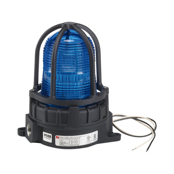 Luz de advertencia LED para ubicaciones peligrosas, montaje para superficies, 24 VCD, color Azul