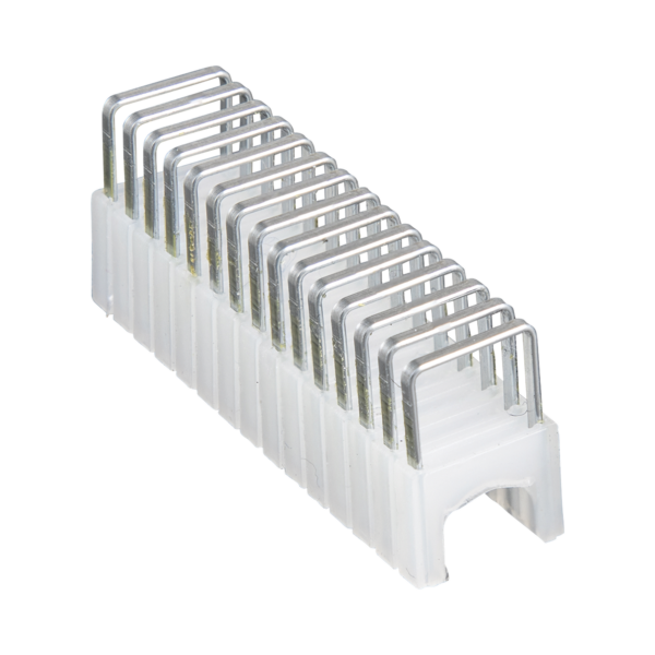 Paquete de 300 Grapas con Aislamiento,  para Cables Coaxiales (RG59, RG6/6Q) y de Datos (CAT3/5e/CAT6/6A) de hasta 5/16'' × 5/16'' (8 mm × 8 mm) de tamaño.