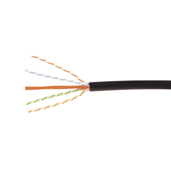 Bobina de Cable Industrial (UTP) de 4 pares, Cat6A de 10Gbps, Planta Externa con Gel Enterrado Directo, Color Negro, 305m