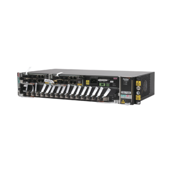 OLT Carrier Class Modular GPON, 2 Ranuras, Incluye 1 Tarjeta GPOA de 16 puertos GPON, 1 Fuente de CA, 2 UR, Gestión por UNM2000, CLI
