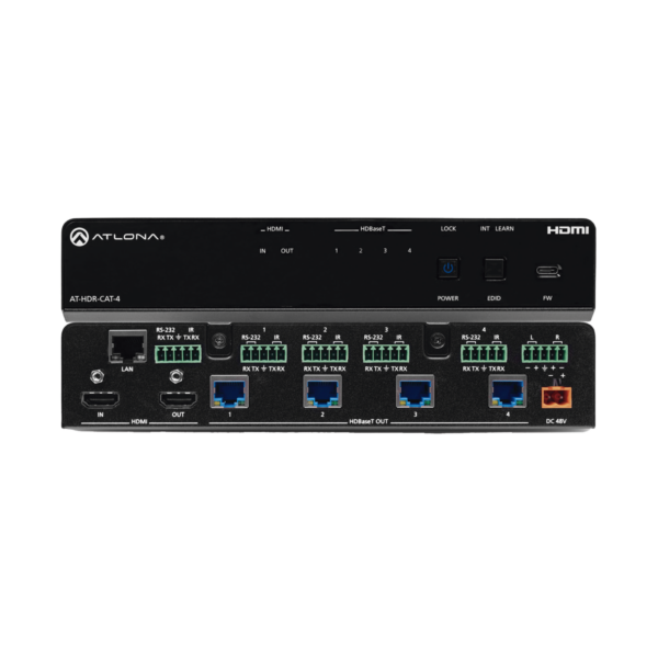 Amplificador de distribución HDBaseT 4K HDR de cuatro salidas