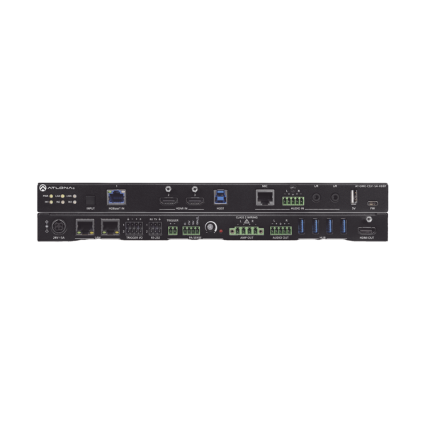 Switch Matriz Omega 1 Entrada HDBaseT y 2 Entradas HDMI y 1 Salida HDMI, amplificador mezclador y concentrador USB