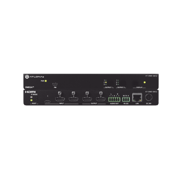 OMEGA MATRIX SWITCHER WITH 2X HDMI AND 1X USB-C AND 2X HDMI OUTPUTS.