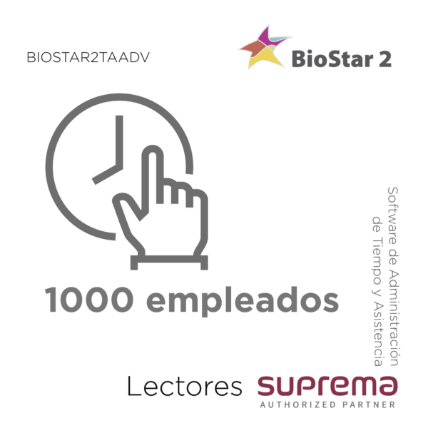 Software de Administración de Tiempo y Asistencia hasta 1000 empleados, para Lectores SUPREMA