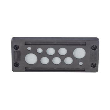 Pasacable de 10 Orificios de Marco Rectangular, IP65, 4.41" X 1.42", para Cables no Terminados, Color Negro.