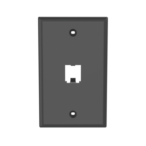 Placa de Pared Vertical Clásica, Salida Para 1 Puerto Mini-Com, Color Negro