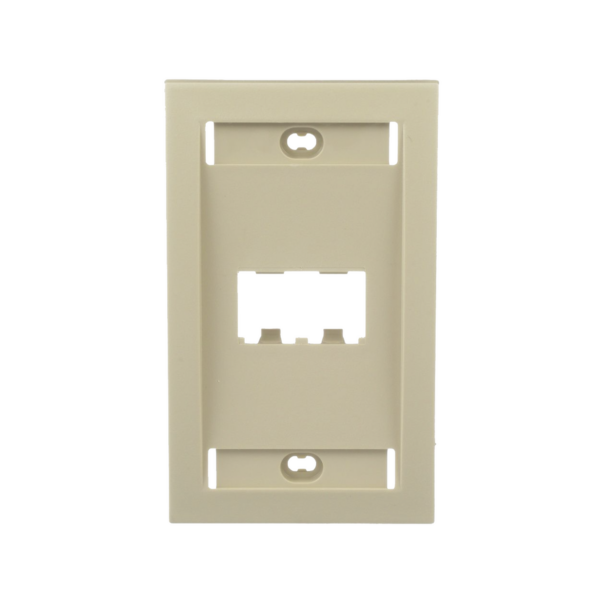 Placa de Pared Vertical Ejecutiva, Salida Para 2 Puertos Mini-Com, Con Espacios Para Etiquetas, Color Marfil