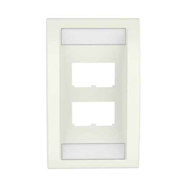 Placa de Pared Vertical Ejecutiva, Salida Para 4 Puertos Mini-Com, Con Espacios Para Etiquetas, Color Blanco Mate