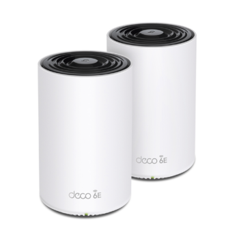 Kit 2 Routers Inalámbricos MESH Interior para Hogar / Doble Banda Wi-Fi 6E AX5400 Mbps / 3 Puerto Gigabit WAN/LAN / 4 Antenas Internas / Administración Mediante la App Deco (iOS, Android) / Protección HomeShield