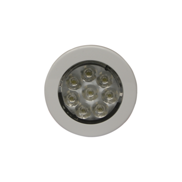 Mini luz de cortesía de 8 LEDs circular con bisel blanco 2.8"