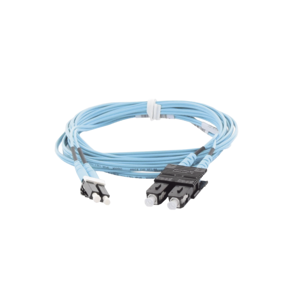 Jumper de Fibra Optica Multimodo 50/125 OM3, LC-SC Duplex, OFNR (Riser), Color Aqua, 3 Metros