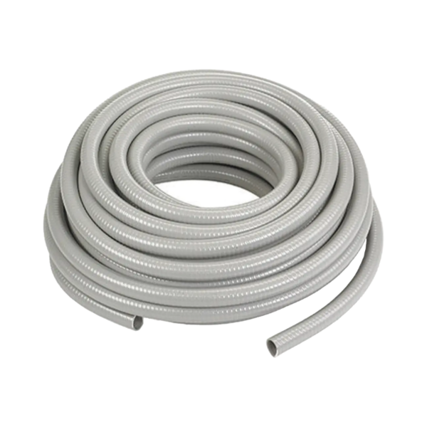 Manguera hermética flexible tipo PolyTuff no metálica, gris de 1" y 100 pies. Uso comercial/industrial.