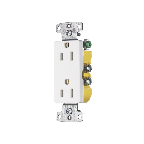 Contacto Duplex Decorador 15A 125V, 2 Polos, 3 Hilos, Color  Blanco (Nema5-15R).