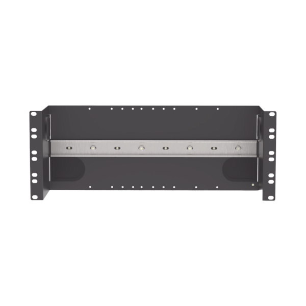 Soporte Industrial Para Instalar Equipos de Montaje en Riel DIN, Para Racks o Gabinetes Estándar de 19in, de 4UR, Color Negro