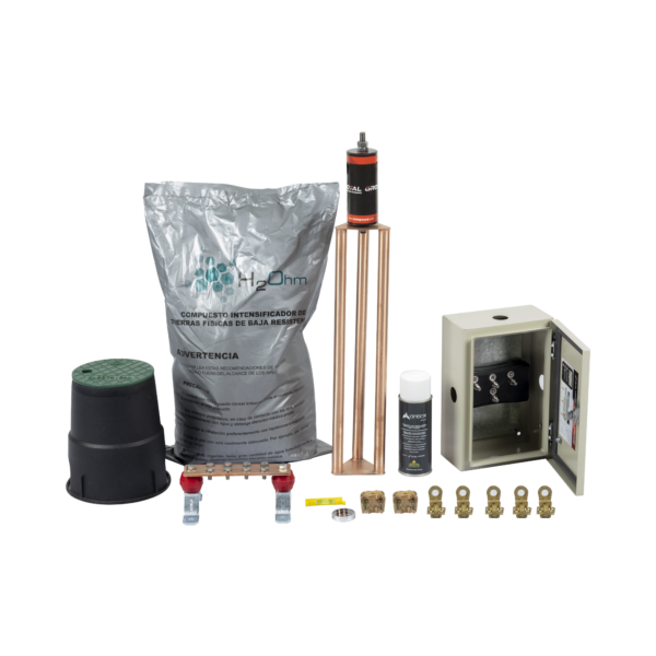 Kit de tierra Física Modelo TG45K con Electrodo Magnetoactivo 50 x 11.5 cm, Capacidad Max: 45 AMP