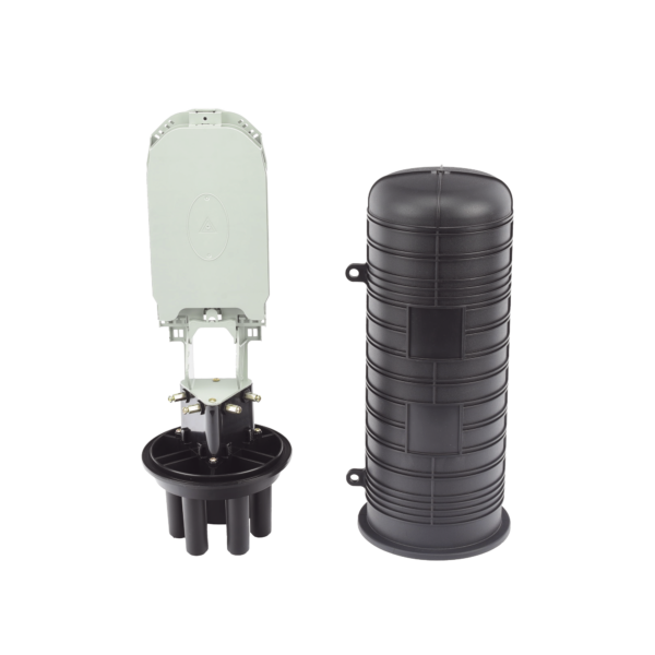 Caja de Distribución de Fibra Óptica Vertical tipo Domo, 48 empalmes (Expandible hasta 96 empalmes con charola LP-SCV-48-ST), Exterior, IP68