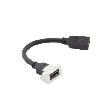 Adaptador HDMI con Pigtail Hembra-Hembra, Para vídeo 720, 1080p, 4K UHD Compatible con Faceplates MAX Siemon de 2 salidas, Color Blanco