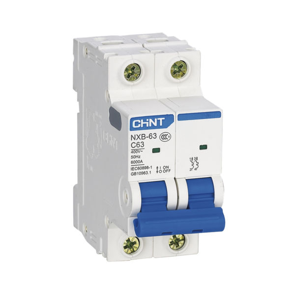 Pastilla para Riel Din, 2 Polo, 63 Amp, Vca:110/415v, 6kA, Catálogo: NXB632PC63, Serie: NXB-63.