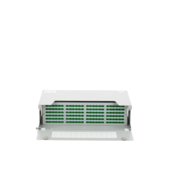 Distribuidor de Fibra Óptica para 144 empalmes, con 144 acopladores SC/APC y 144 pigtails SC/APC, 19", 3 UR