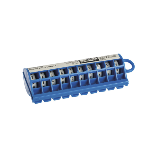 Dispensador de Etiquetas Marcadoras, Con rollos Pre-Impresos con Números 0-9, de 2.4 metros, Color Blanco