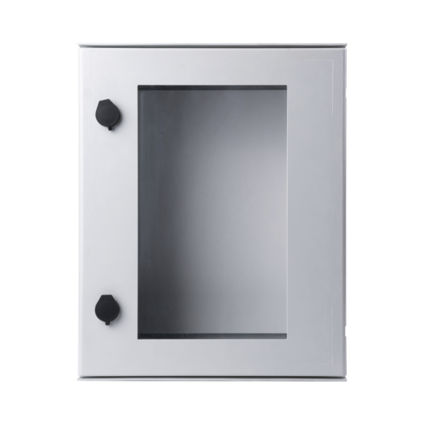 Gabinete de Poliéster IP65 Puerta Transparente, Uso en Intemperie (400 x 500 x 200 mm) con Placa Trasera Interior de Plástico (Incluye Chapa y Llave).