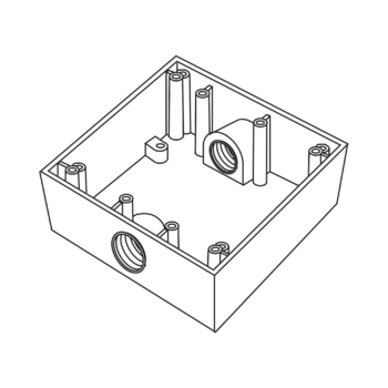 Caja Cuadra de 3/4" a Prueba de  Intemperie/ Cuenta con 2 salidas.