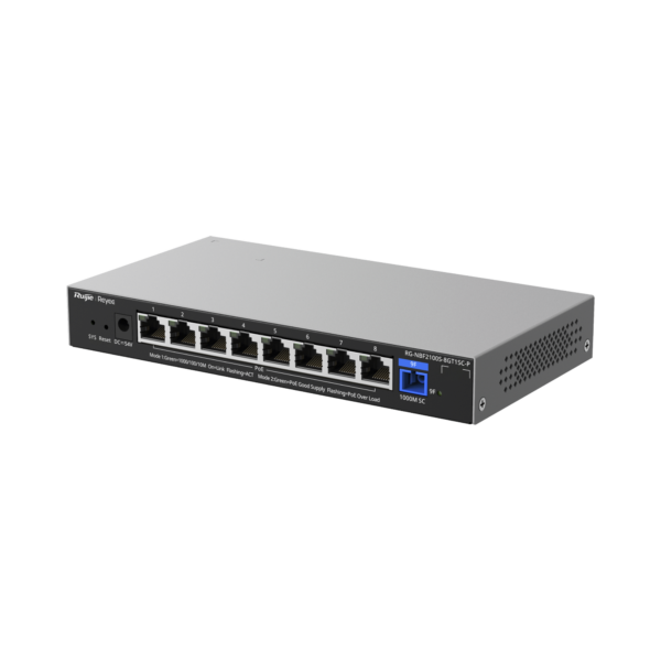 e-Lighten ONU / Switch PoE+ Hibrido, Capa 2 con un Puerto PON 1G y 8 Puertos Ethernet PoE+ 1G hasta 120 Watts y 100 Clientes