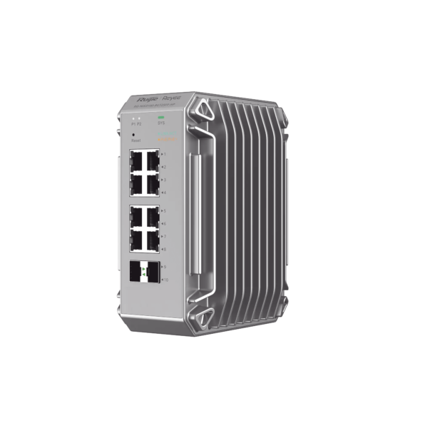 Switch Industrial PoE, Ideal para temperaturas Extremas y protección contra descargas, 8 puertos Gigabit PoE 802.3af/at + 2 SFP para fibra 1Gb, gestión gratuita desde la nube, 125w