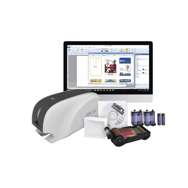 Kit Impresora de tarjetas PVC/ Una Cara /incluye: 2 x Ribbons, 100 Tarjetas PVC, Software, Kit Limpieza, Garantia 3 Años, Mascara de Seguridad OV
