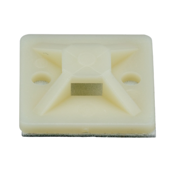 Montaje-Sujetador Adhesivo STRONGHOLD de 4 Vías de 1" x 1" x 1/4", Color Natural,  Nylon 6.6 Retardante de Llamas V-2, Paquete de 100pz