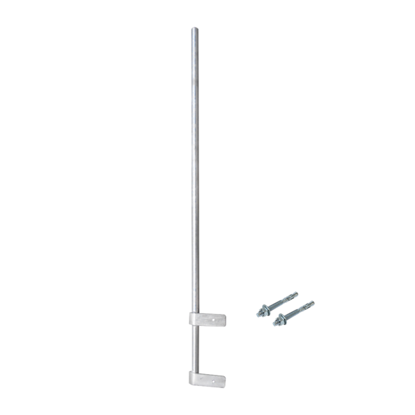 Mástil Liviano de Pared de 1.5 m (Diam. 1-1/4") con Cejas de Fijación  Soldadas, ¡No se gira! Incluye Taquetes para instalación.