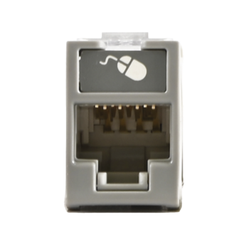 Jack UltraMAX Cat6A, UTP, Montaje híbrido en Placa de Pared (Plano y Angulado), Color Gris, Punch Down