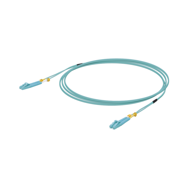 Jumper de Fibra Óptica Multimodo LC-LC duplex 10 G, 50/125 OM3, Color Aqua, 3 Metros