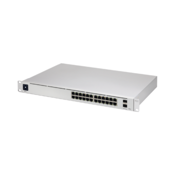 UniFi Switch USW-Pro-24, Capa 3 de 24 puertos Gigabit RJ-45 + 2 puertos 1/10G SFP+, pantalla informativa