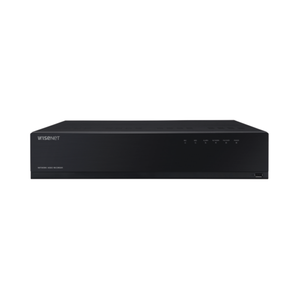 NVR de 12 Megapíxel con Wisenet Wave Embebido / Incluye 4 Licencias / 24TB Incluidos / 16 canales / 16 puertos PoE+ / H.265 & WiseStream / E/S de alarma