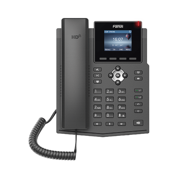 Teléfono IP empresarial para 4 líneas SIP con pantalla LCD de 2.4 pulgadas a color, Opus y conferencia de 3 vías, PoE.