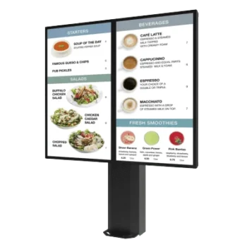 Kiosco exterior IP65 / Pantallas 55" / Base pedestal 8" / UL 48 / 2 pantallas / 1.68 m (5.5 ft) alto