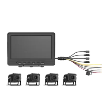 Sistema de Monitoreo Vehicular / 4 Cámaras 1080p / Pantalla LCD 7" / IP68 / Grabación Automática / Micro SD 512 GB / Cambio a Reversa