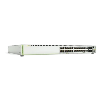 Switch PoE+ Stackeable Capa 3, 24 puertos 10/100/1000 Mbps + 2 puertos SFP Combo + 2 puertos SFP+ 10 G Stacking, 370 W