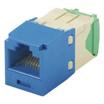 Conector Jack RJ45 / Categoría 6 / 8 Posiciones 8 Cables / 28-30 AWG / Sin Herramienta Impacto / PoE / T568A-B / Azul