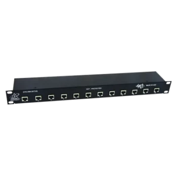Protector de puertos IP / 12 Canales / CAT5e-CAT6A / 10Gbps / 20kA / Blindado