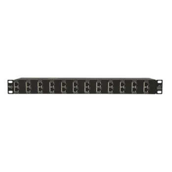 Protector Rack 12 Puertos / RJ45 / 10 GbE / PoE y PoE+ / CAT5e CAT6 CAT6A / 1U / 20 kA / 75V