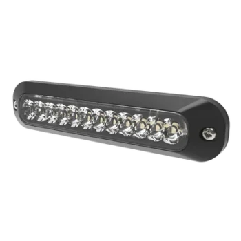 Luz Auxiliar LED / 12 LEDs Rojo/Azul / 70 Patrones de Destello / SAE J595 Clase I / 12-24 VCC / 6.2" (157 mm) x 0.8" (20 mm) x 1.4" (35 mm)