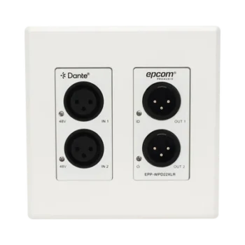 Extensor de Audio / Conversión XLR a Dante® / 2 Entradas y 2 Salidas / Phantom Power 48V / PoE / Latencia 1-5 ms / Rango Dinámico >90 dB