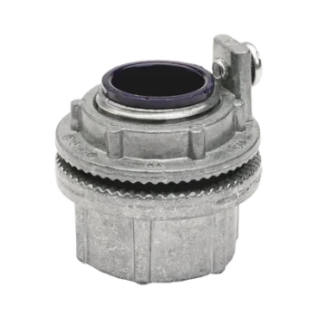 Conector Myers de Aluminio de 1 1/4" con tornillo de puesta a tierra, disponible para Áreas Peligrosas Clase 1 División 2 de acuerdo con NEC 501.10.
