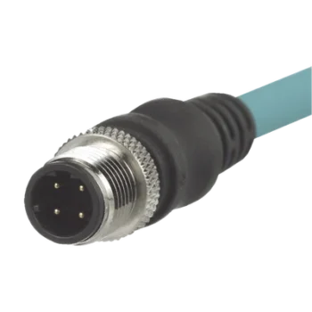 Cable de Conexión IndustrialNet Cat5e, Con Conector Recto M12 D-Code Macho en Ambos Extremos, Blindado S/FTP, Forro TPO, Color Azul Cerceta, 1 Metro