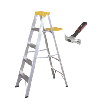 Kit Escalera y Martillo / 1.85 m (6.07 ft) / 90 kg / Aluminio / Martillo 16 oz