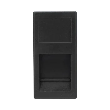 Medio Módulo / 1 Puerto Keystone RJ45 / Guardapolvo Integrado / Cajas Teleblock y Ofiblock / Acabado Negro